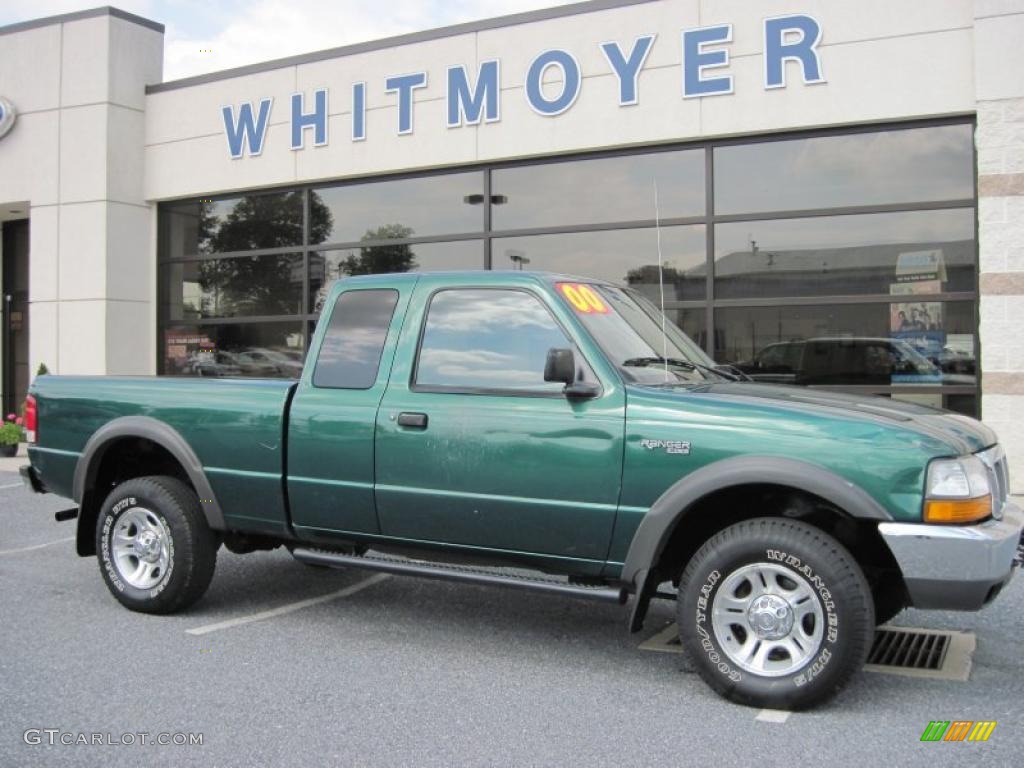 2000 Ranger XLT SuperCab 4x4 - Amazon Green Metallic / Medium Prairie Tan photo #1