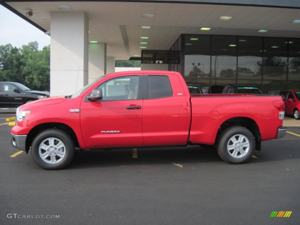 2010 Tundra SR5 Double Cab - Radiant Red / Sand Beige photo #4