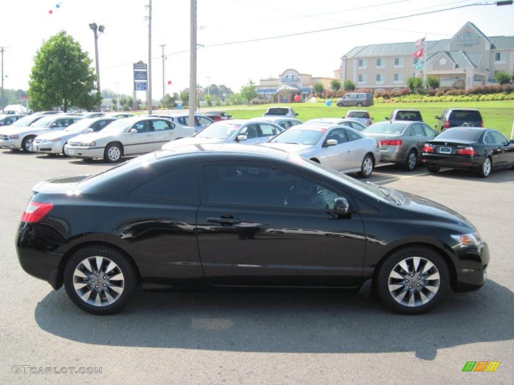 2009 Civic EX Coupe - Crystal Black Pearl / Gray photo #13