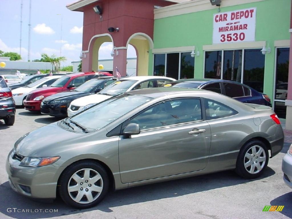 2007 Civic LX Coupe - Galaxy Gray Metallic / Gray photo #2