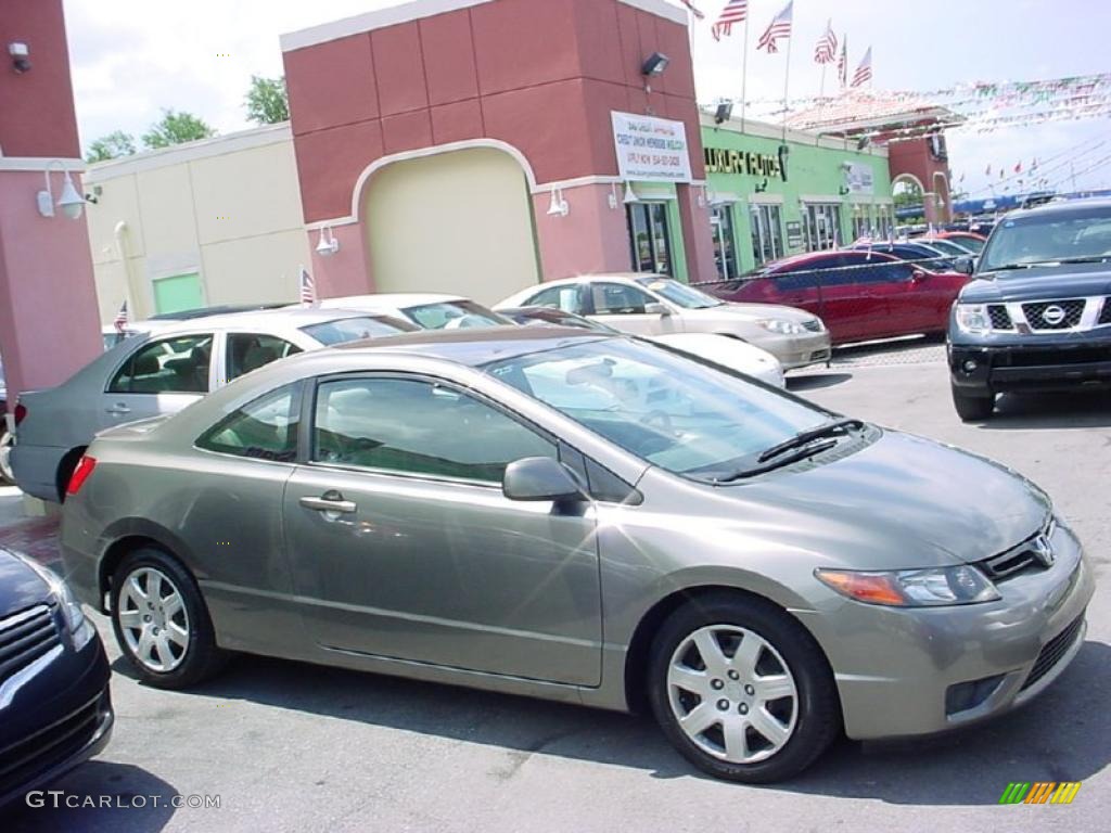2007 Civic LX Coupe - Galaxy Gray Metallic / Gray photo #6