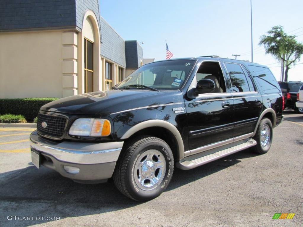 2001 Expedition Eddie Bauer - Black Clearcoat / Medium Parchment photo #3