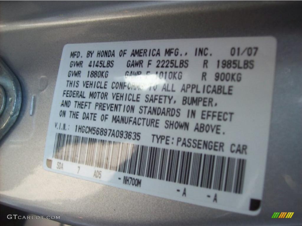 2007 Accord EX-L Sedan - Alabaster Silver Metallic / Black photo #27