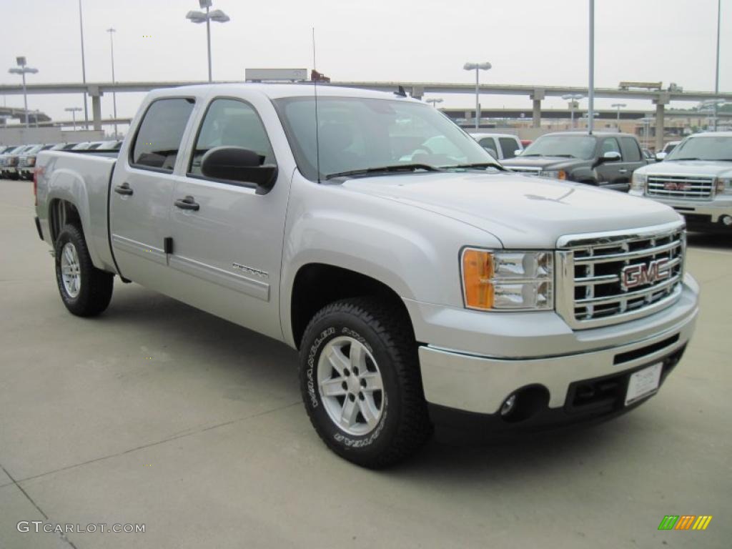 2010 Sierra 1500 SLE Crew Cab 4x4 - Pure Silver Metallic / Ebony photo #2