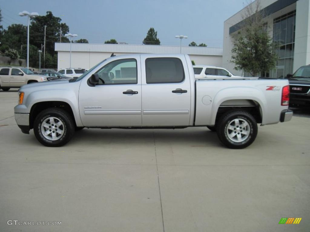 2010 Sierra 1500 SLE Crew Cab 4x4 - Pure Silver Metallic / Ebony photo #3