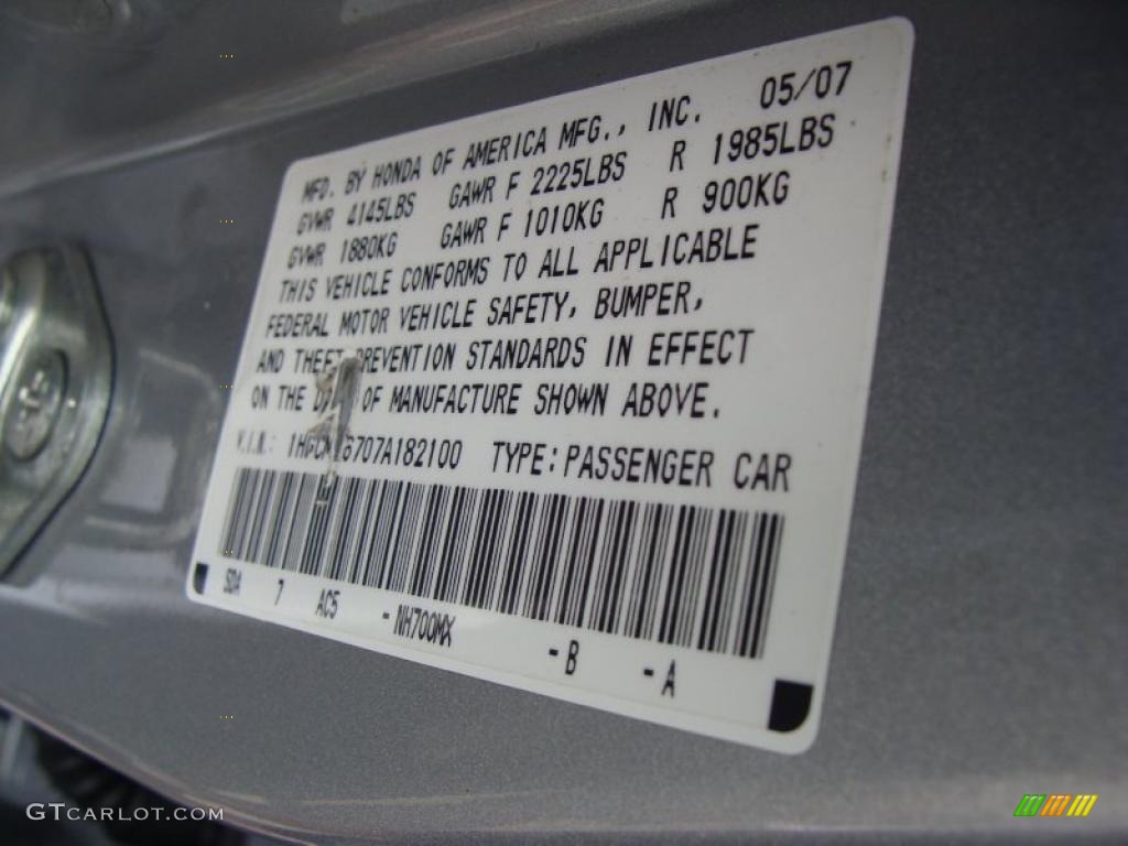 2007 Accord EX Sedan - Alabaster Silver Metallic / Gray photo #29