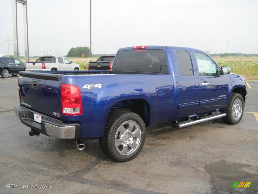 2010 Sierra 1500 SLE Extended Cab 4x4 - Laser Blue Metallic / Ebony photo #4