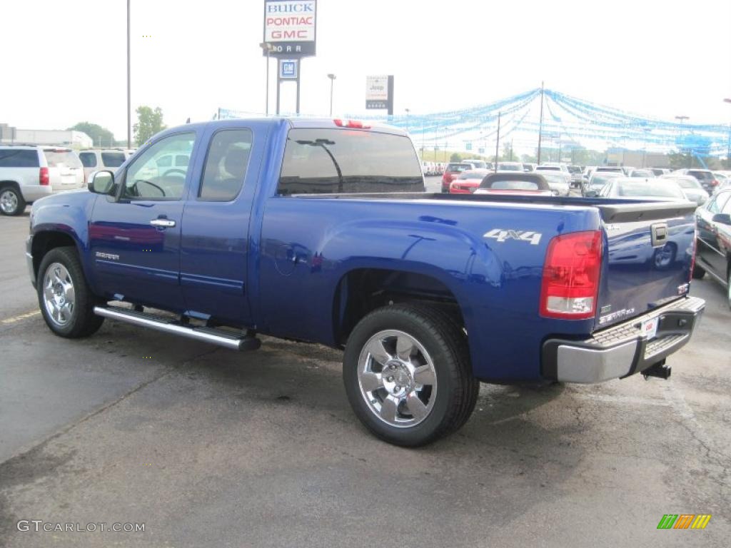 2010 Sierra 1500 SLE Extended Cab 4x4 - Laser Blue Metallic / Ebony photo #6