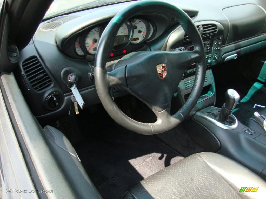 2004 Porsche 911 Carrera Cabriolet Black Steering Wheel Photo #30971345
