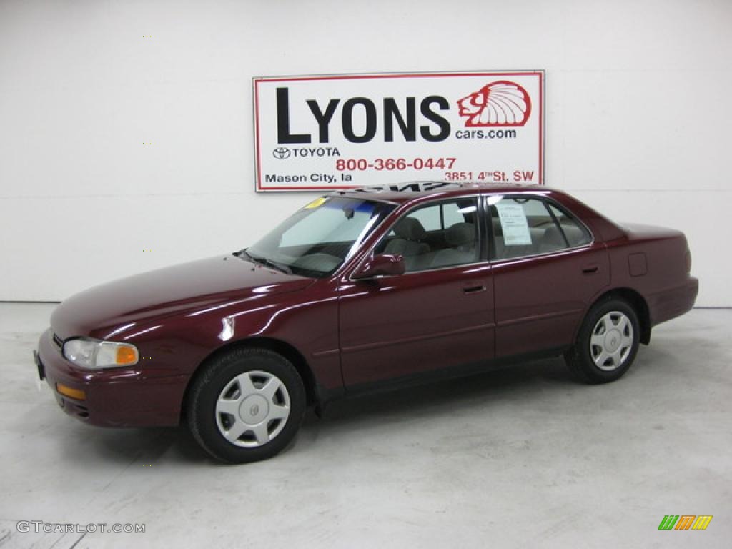 1996 Camry LE V6 Sedan - Ruby Red Pearl / Gray photo #1