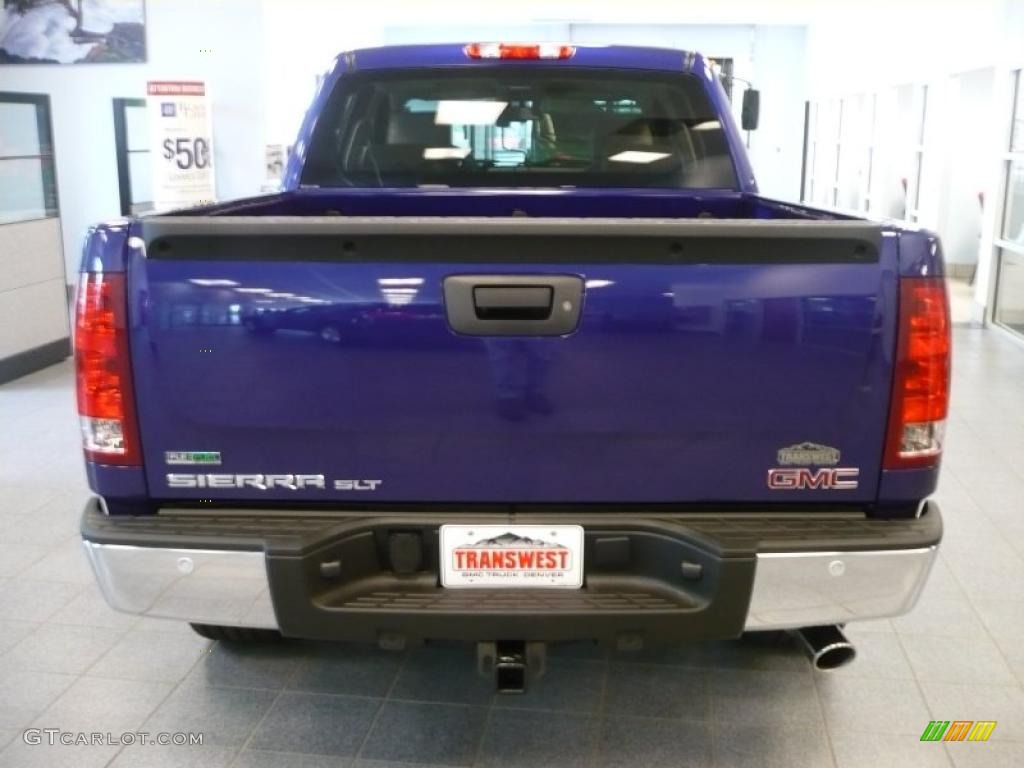 2010 Sierra 1500 SLT Crew Cab 4x4 - Laser Blue Metallic / Light Titanium/Ebony photo #3