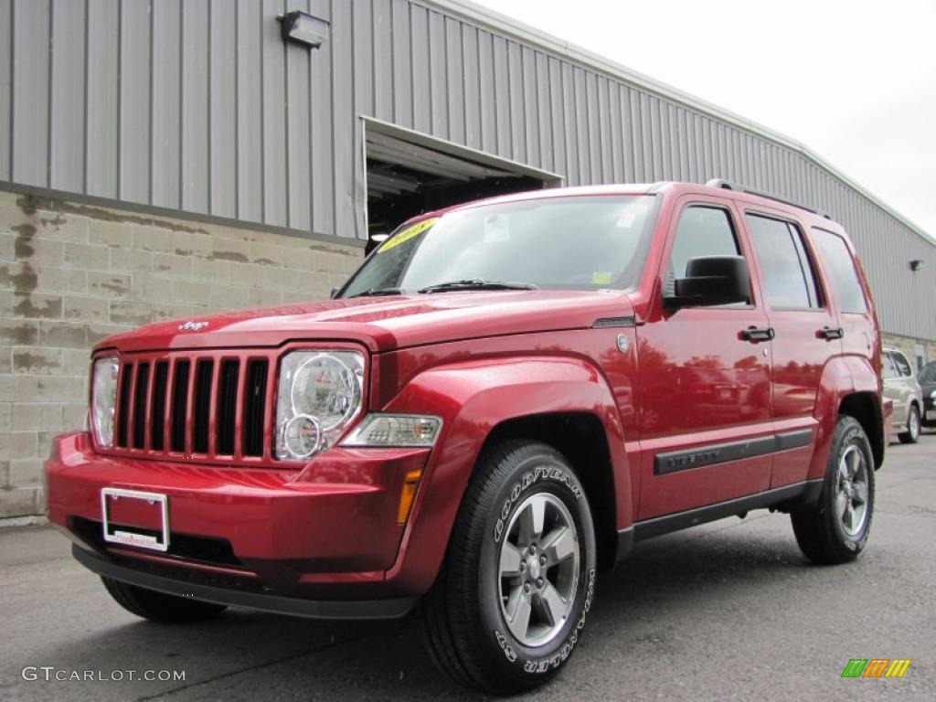 2008 Liberty Sport 4x4 - Inferno Red Crystal Pearl / Pastel Slate Gray photo #1