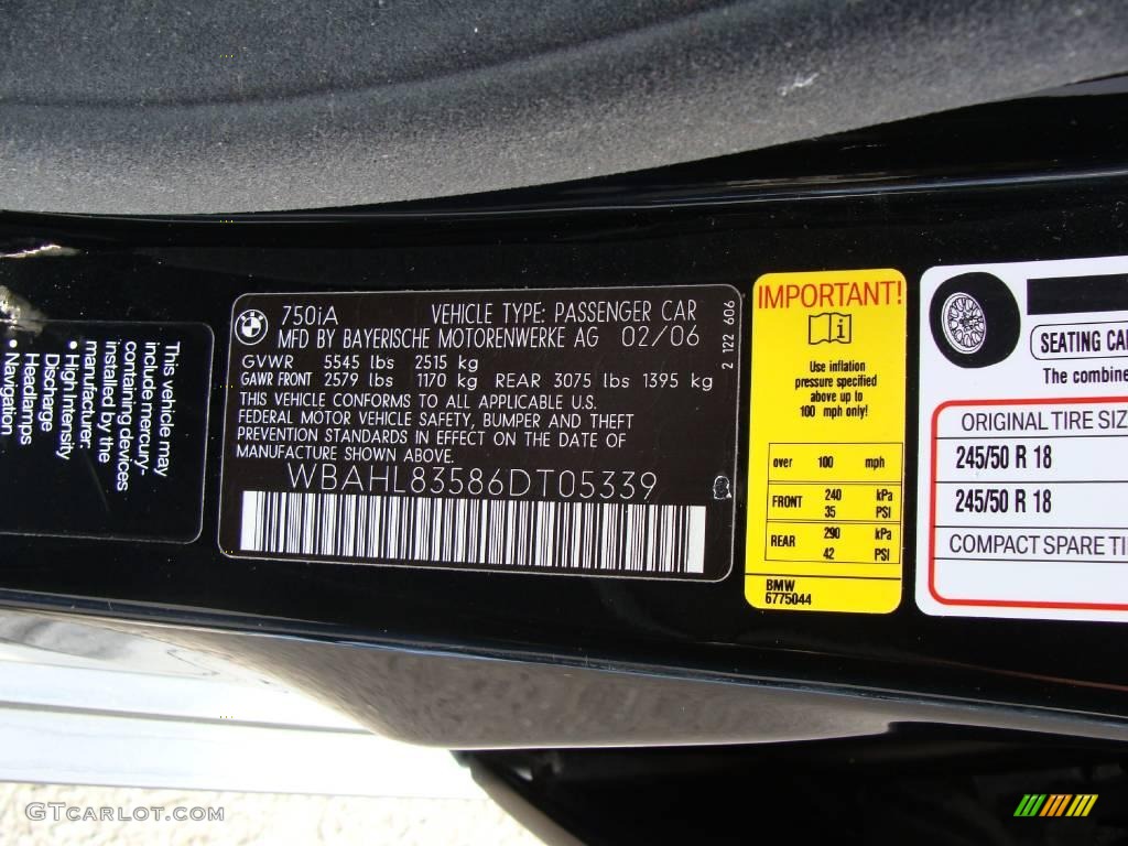 2006 7 Series 750i Sedan - Jet Black / Black/Black photo #15