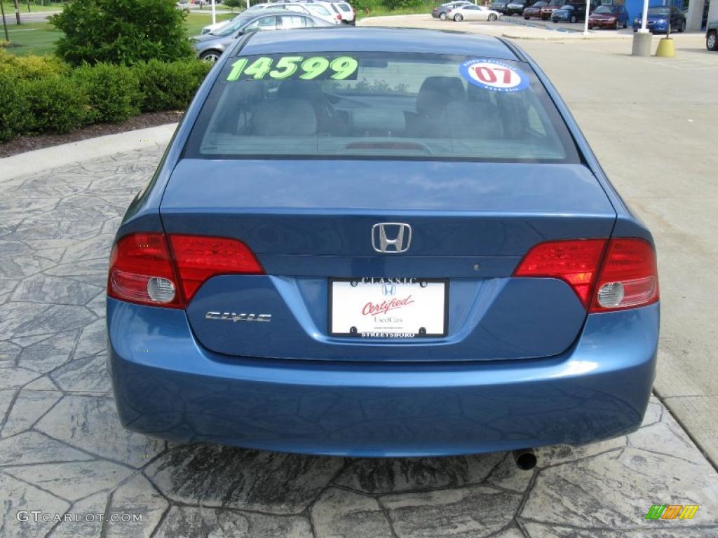 2007 Civic LX Sedan - Atomic Blue Metallic / Gray photo #6