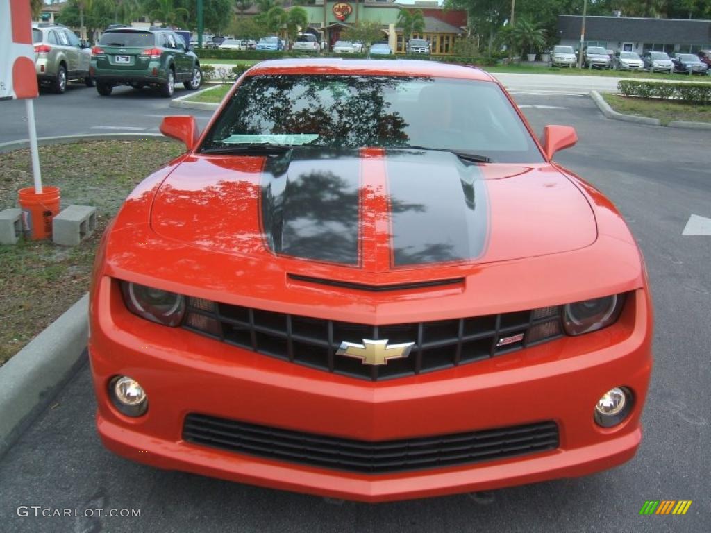 2010 Camaro SS/RS Coupe - Inferno Orange Metallic / Black/Inferno Orange photo #2