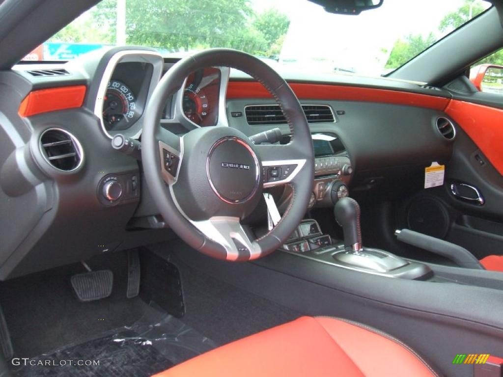 2010 Camaro SS/RS Coupe - Inferno Orange Metallic / Black/Inferno Orange photo #18