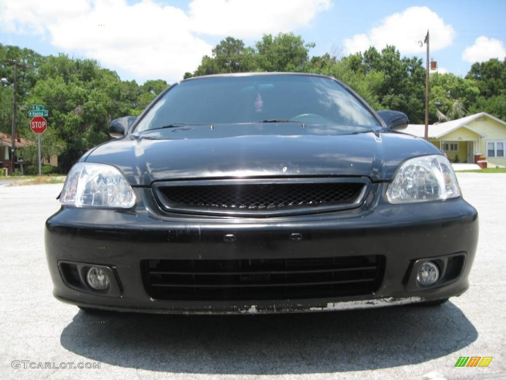 1999 Civic EX Coupe - Flamenco Black Pearl / Dark Gray photo #1