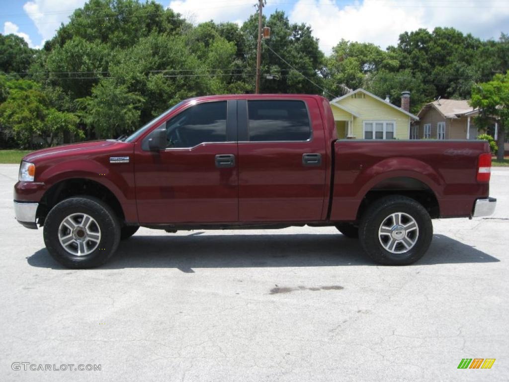 2005 F150 XLT SuperCrew 4x4 - Dark Toreador Red Metallic / Medium Flint/Dark Flint Grey photo #7