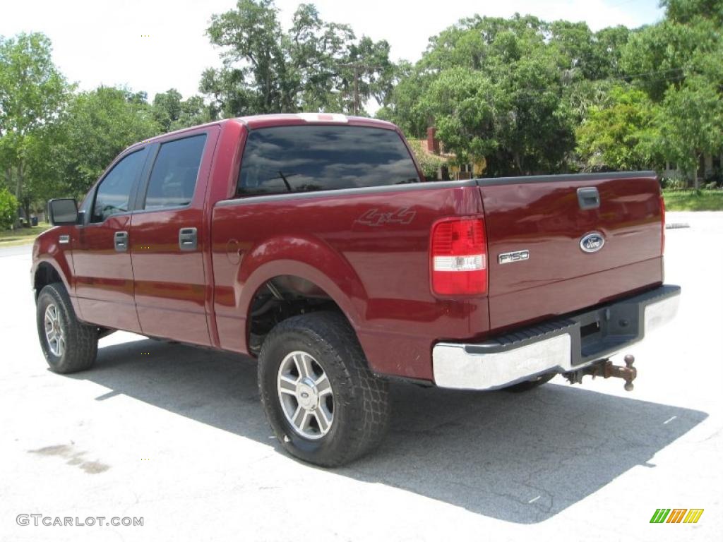 2005 F150 XLT SuperCrew 4x4 - Dark Toreador Red Metallic / Medium Flint/Dark Flint Grey photo #11