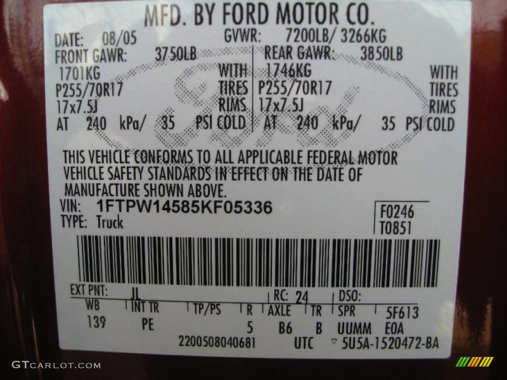 2005 F150 XLT SuperCrew 4x4 - Dark Toreador Red Metallic / Medium Flint/Dark Flint Grey photo #36