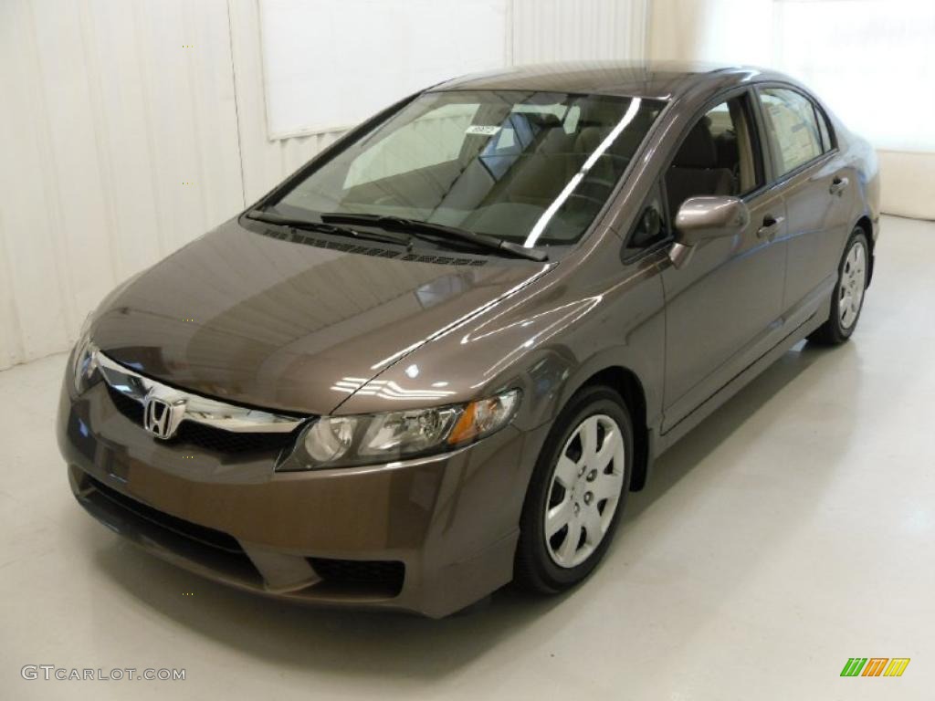 2010 Civic LX Sedan - Urban Titanium Metallic / Beige photo #1