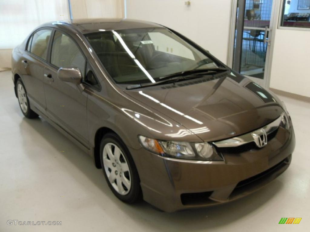 2010 Civic LX Sedan - Urban Titanium Metallic / Beige photo #5