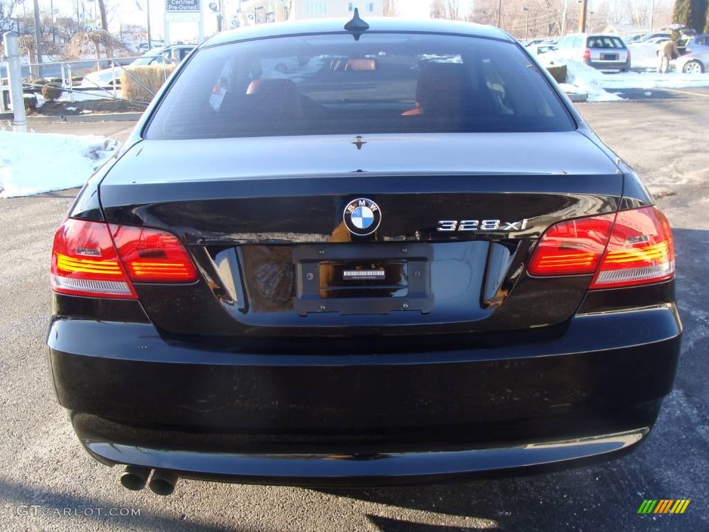 2007 3 Series 328xi Coupe - Jet Black / Coral Red/Black photo #5