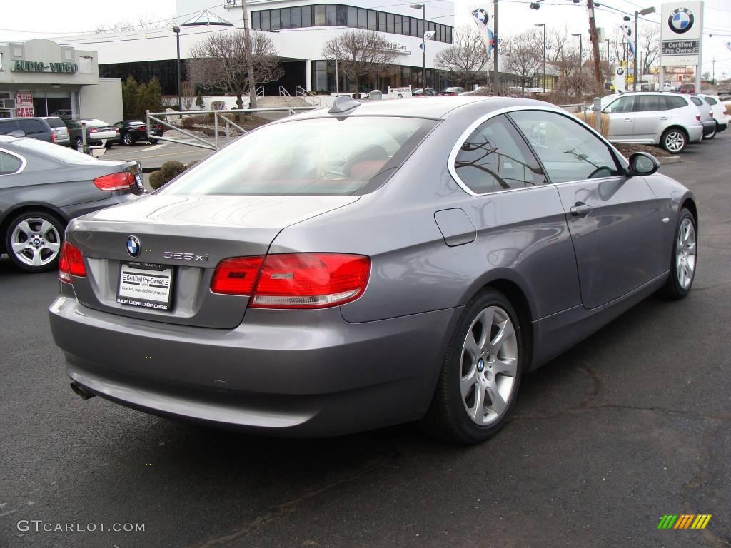 2007 3 Series 328xi Coupe - Space Gray Metallic / Coral Red/Black photo #4