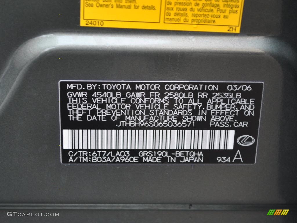2006 GS Color Code 6T7 for Cypress Green Pearl Photo #31063024