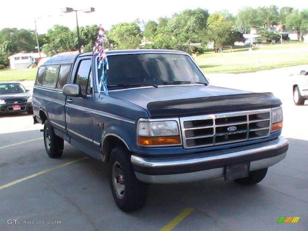 1993 F150 XLT Regular Cab - Bimini Blue Metallic / Blue photo #3