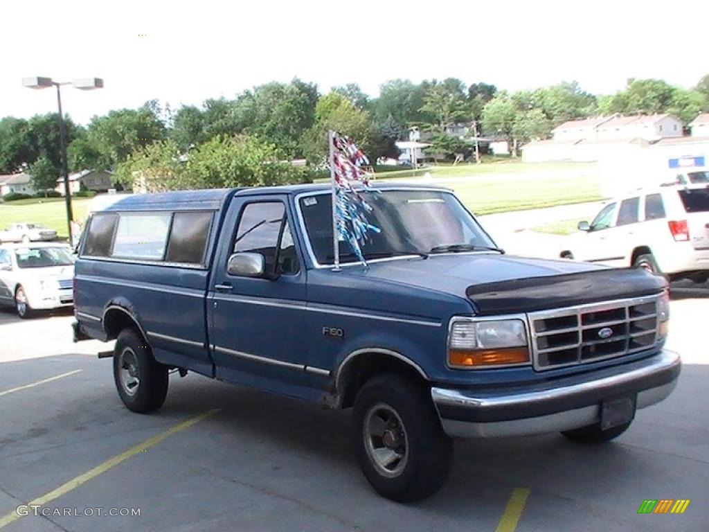 1993 F150 XLT Regular Cab - Bimini Blue Metallic / Blue photo #4