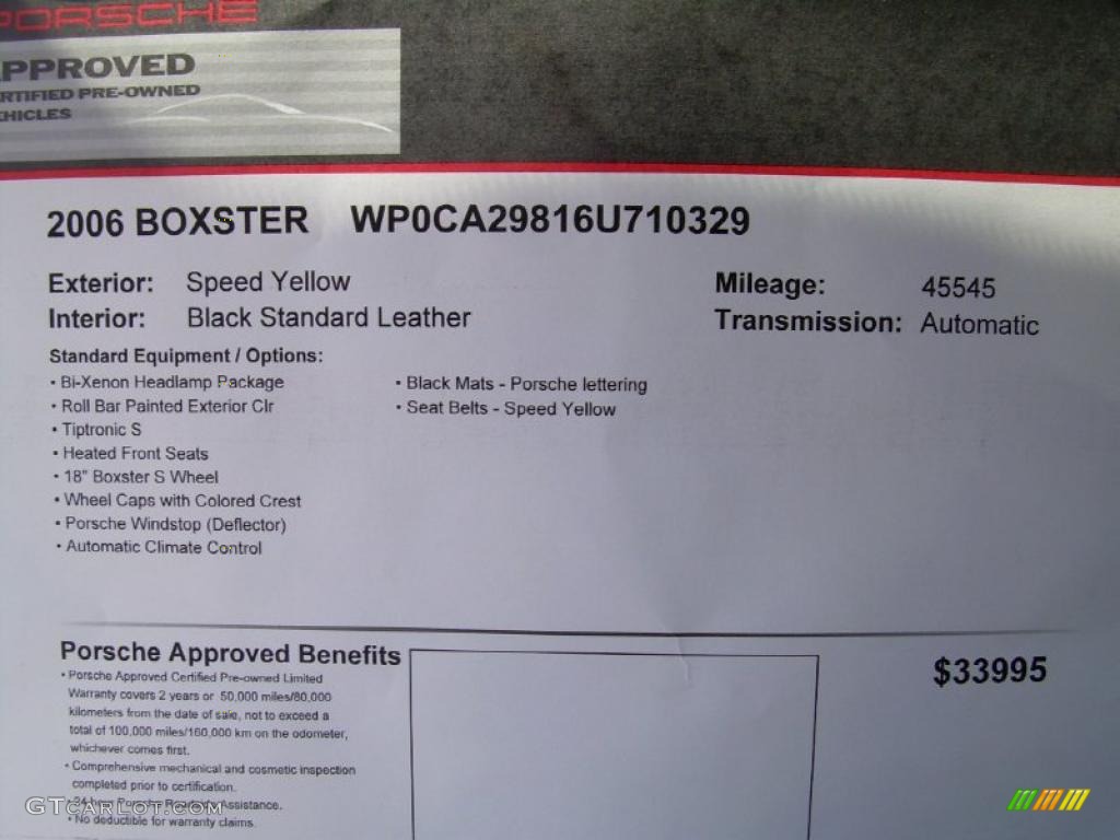 2006 Boxster  - Speed Yellow / Black photo #14