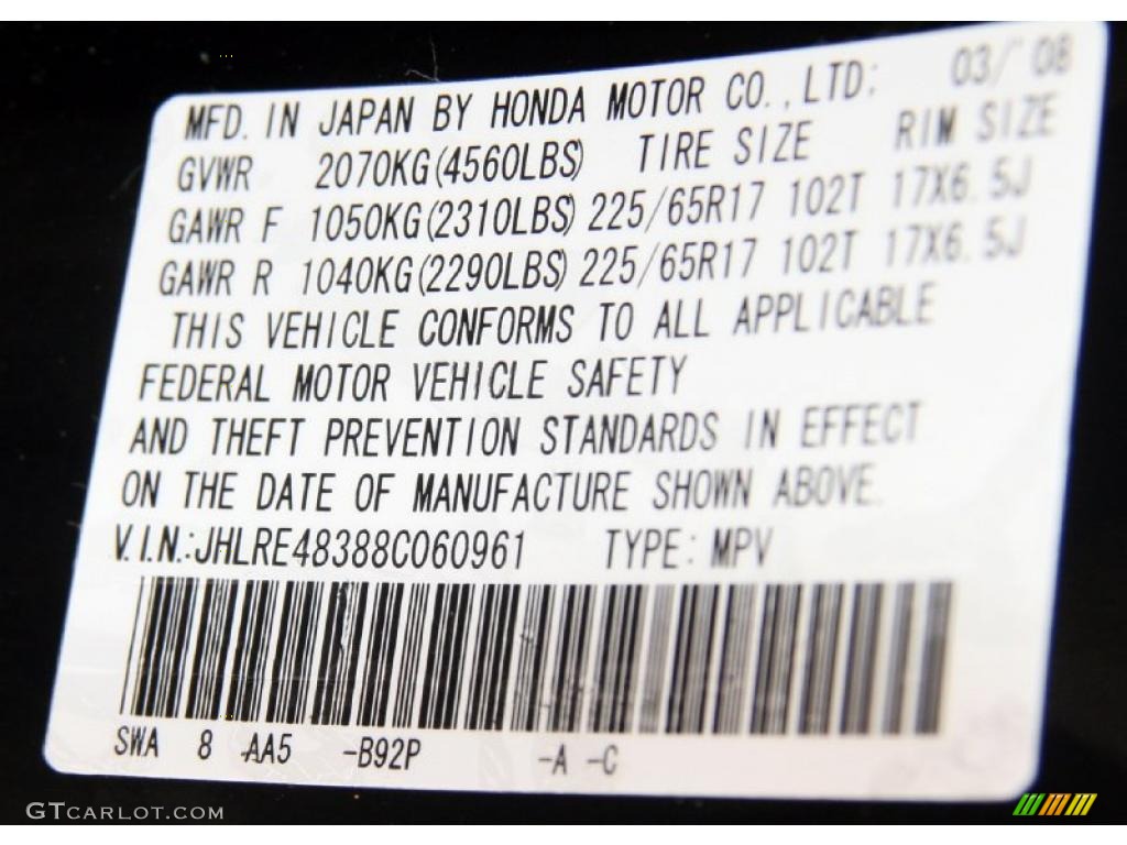 2008 CR-V LX 4WD - Nighthawk Black Pearl / Black photo #26