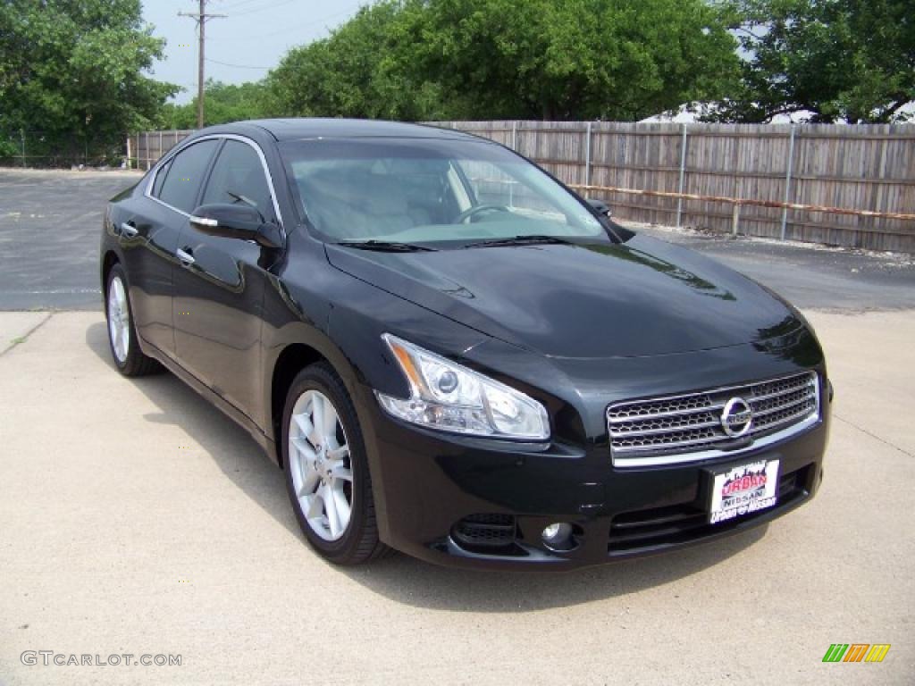 2009 Maxima 3.5 SV - Super Black / Frost Leather photo #3