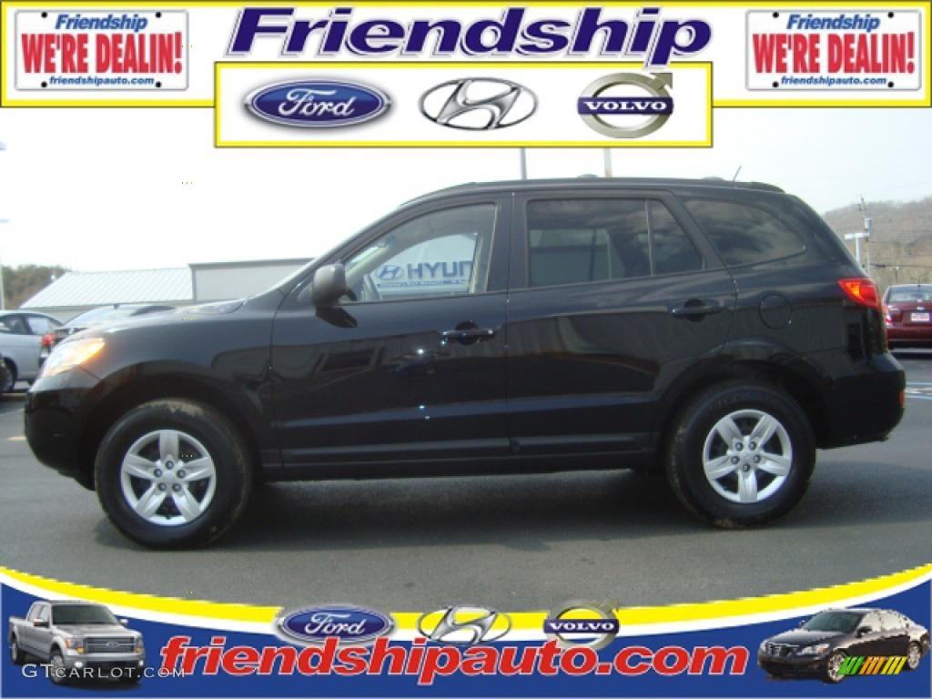 2009 Santa Fe GLS 4WD - Ebony Black / Beige photo #1