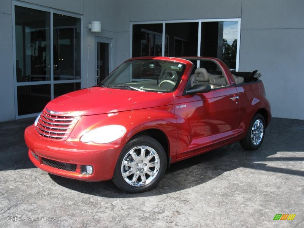 2006 PT Cruiser Touring Convertible - Inferno Red Crystal Pearl / Pastel Pebble Beige photo #2