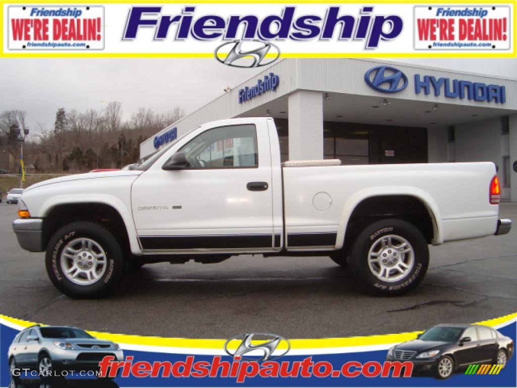 2002 Dakota SLT Regular Cab 4x4 - Bright White / Dark Slate Gray photo #1