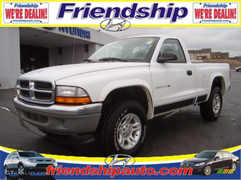 2002 Dakota SLT Regular Cab 4x4 - Bright White / Dark Slate Gray photo #2