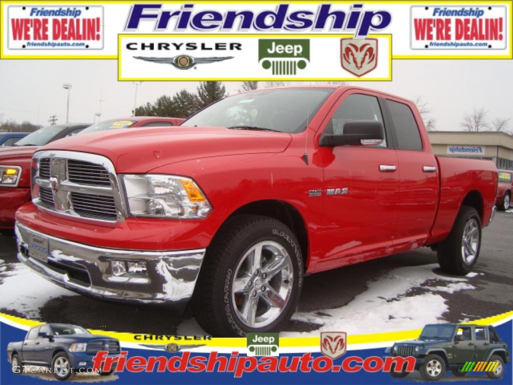 2010 Ram 1500 Big Horn Quad Cab 4x4 - Flame Red / Dark Slate/Medium Graystone photo #1