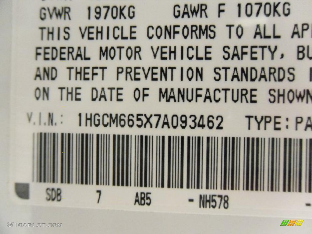 2007 Accord EX-L V6 Sedan - Taffeta White / Ivory photo #7