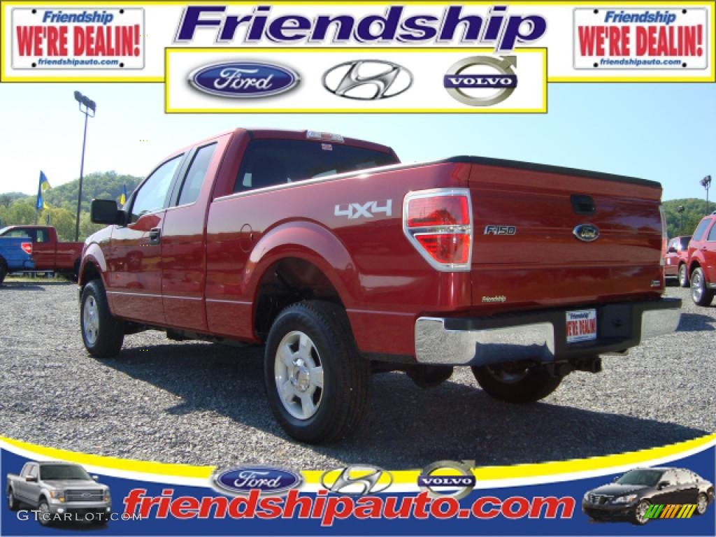 2010 F150 XLT SuperCab 4x4 - Red Candy Metallic / Medium Stone photo #2