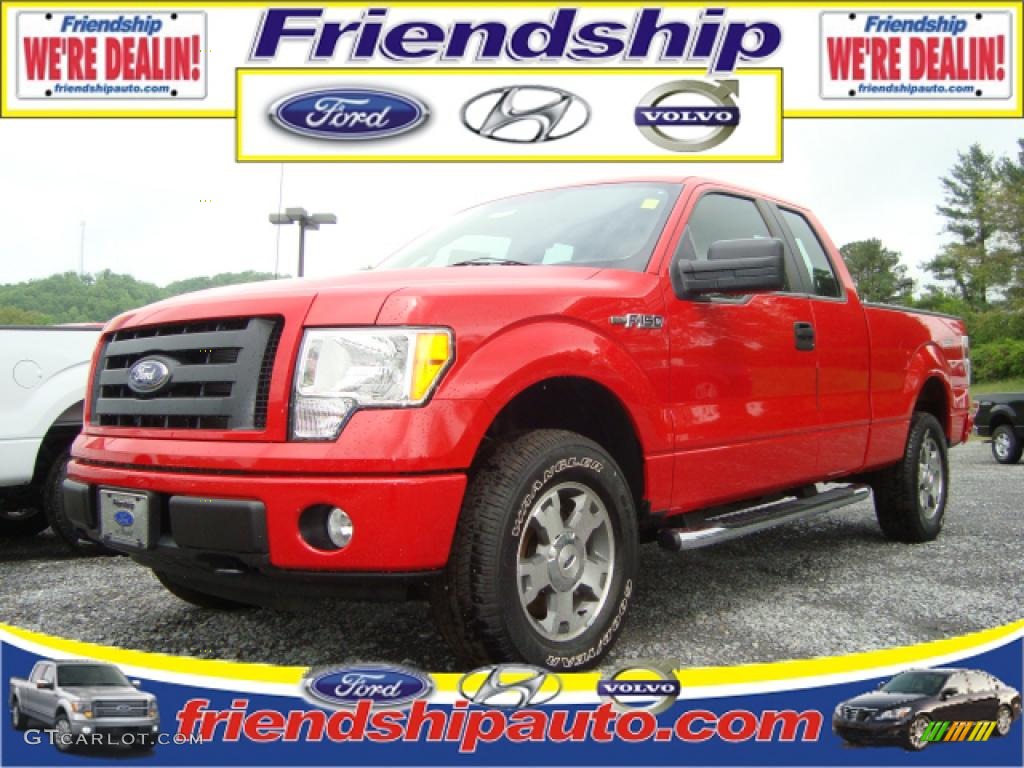 2010 F150 STX SuperCab 4x4 - Vermillion Red / Medium Stone photo #1