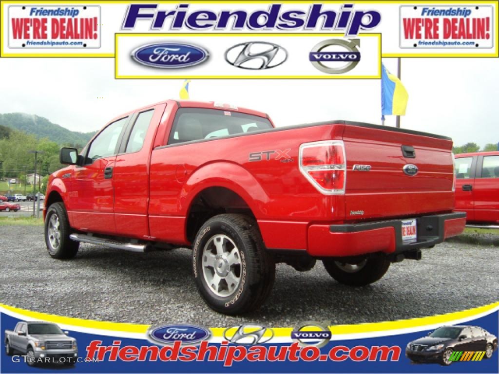 2010 F150 STX SuperCab 4x4 - Vermillion Red / Medium Stone photo #2