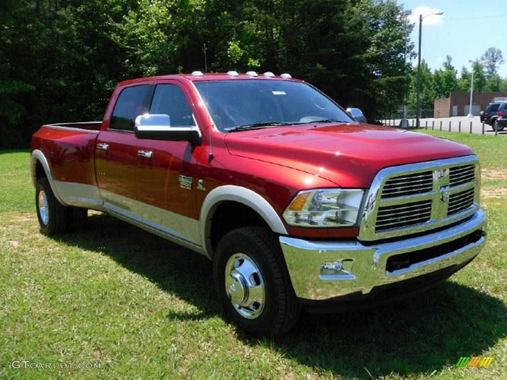2010 Ram 3500 Laramie Crew Cab 4x4 Dually - Inferno Red Crystal Pearl / Light Pebble Beige/Bark Brown photo #5