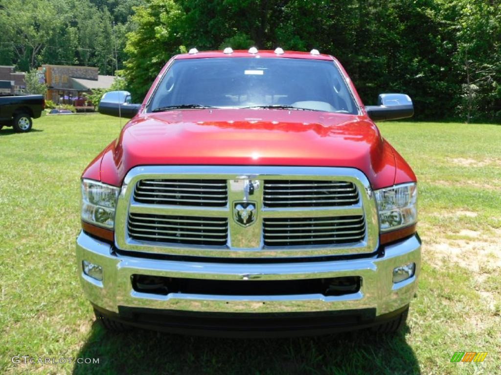 2010 Ram 3500 Laramie Crew Cab 4x4 Dually - Inferno Red Crystal Pearl / Light Pebble Beige/Bark Brown photo #6