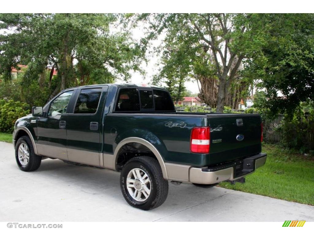 2005 F150 Lariat SuperCrew 4x4 - Aspen Green Metallic / Tan photo #5