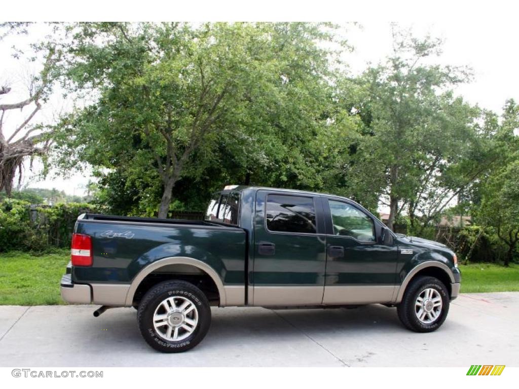 2005 F150 Lariat SuperCrew 4x4 - Aspen Green Metallic / Tan photo #10