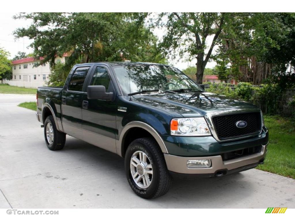 2005 F150 Lariat SuperCrew 4x4 - Aspen Green Metallic / Tan photo #14