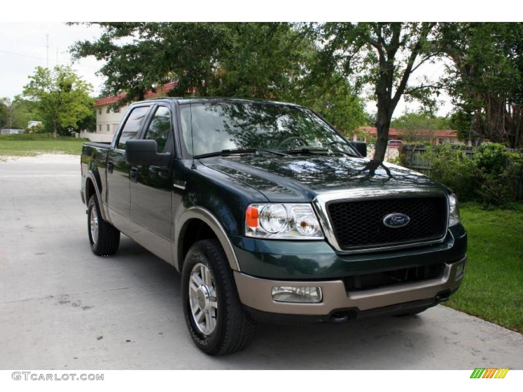 2005 F150 Lariat SuperCrew 4x4 - Aspen Green Metallic / Tan photo #15