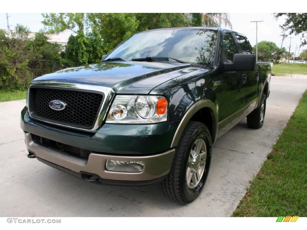 2005 F150 Lariat SuperCrew 4x4 - Aspen Green Metallic / Tan photo #18